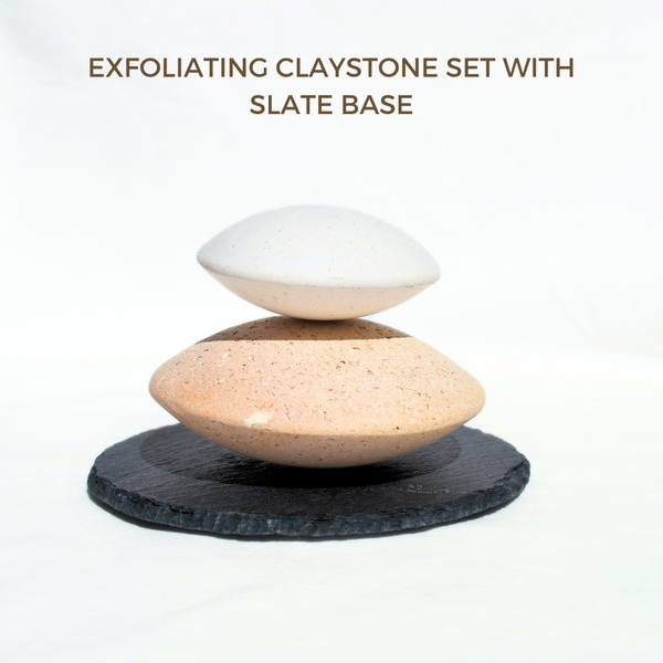 Exfoliating Clay Stone Set With Slate Base