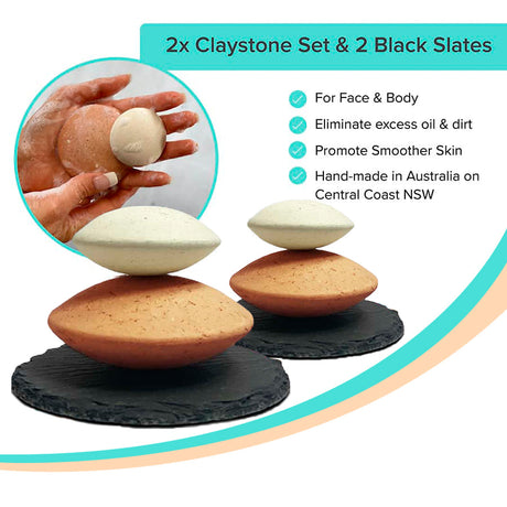 Double The Glow - 2 Clay Stone Sets with Base